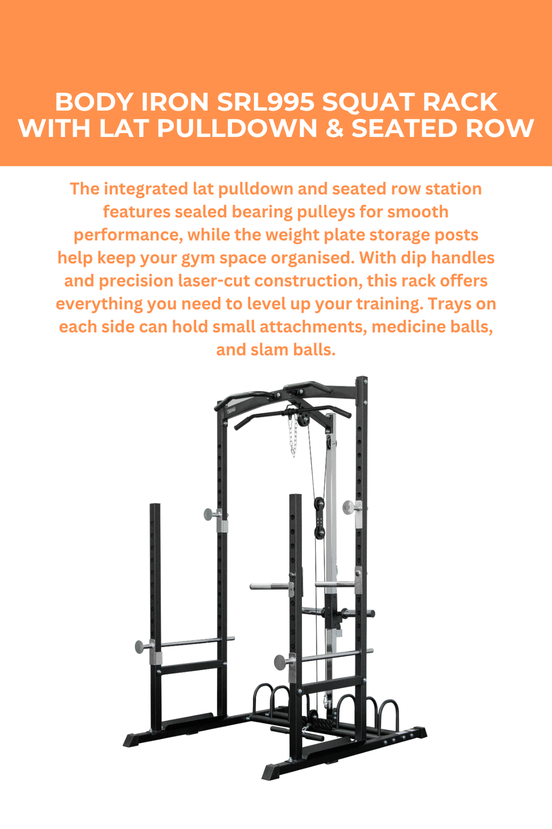 Body Iron SRL995 Squat Rack with Lat Pulldown & Seated Row