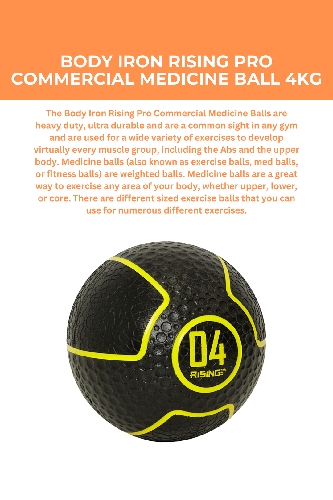 Body Iron Rising Pro Commercial Medicine Ball 4KG