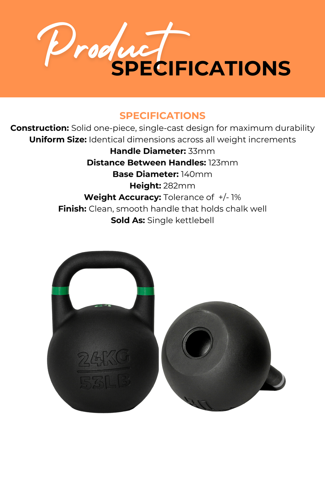 Body Iron Rising Pro Grade Competition Kettlebell 24kg