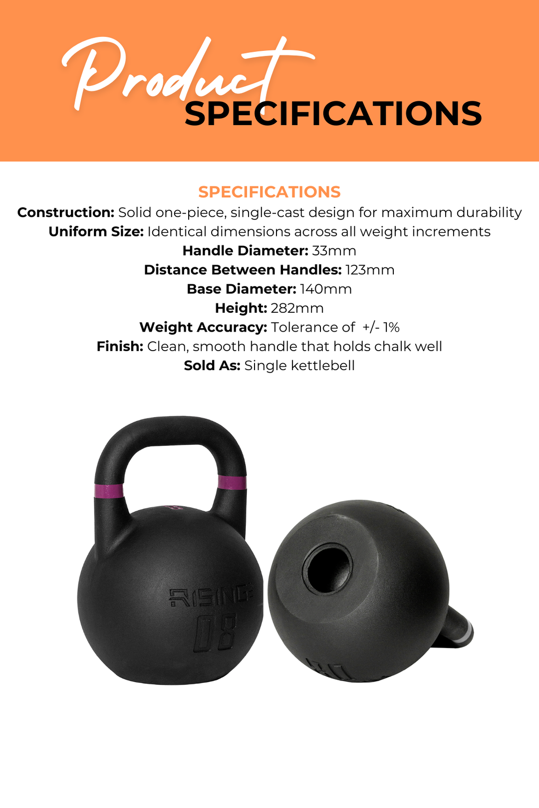 Body Iron Rising Pro Grade Competition Kettlebell 8kg