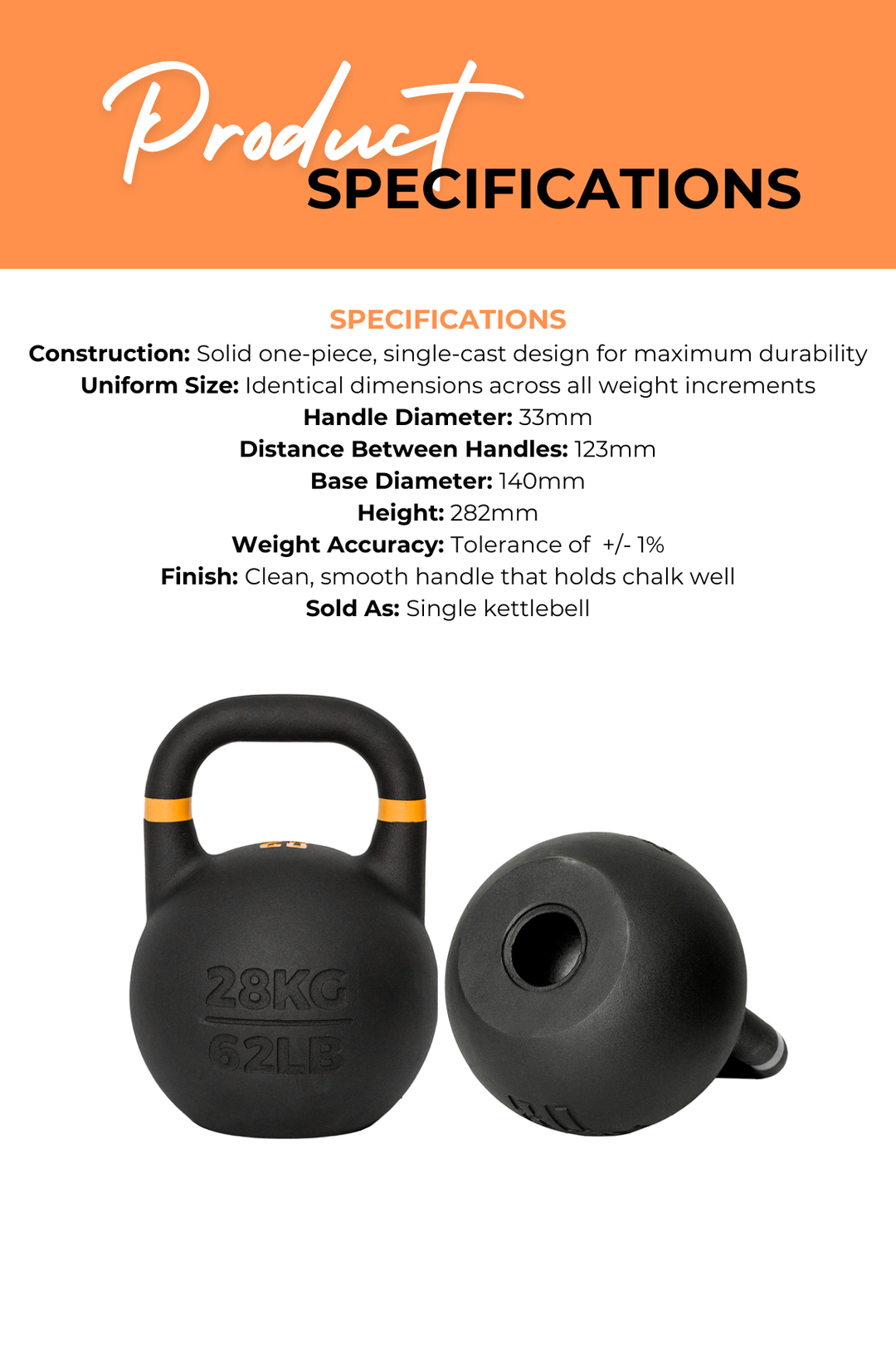 Body Iron Rising Pro Grade Competition Kettlebell 28kg
