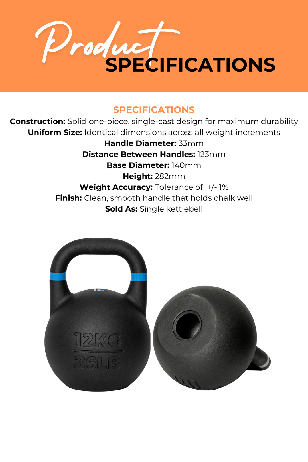 Body Iron Rising Pro Grade Competition Kettlebell 12kg
