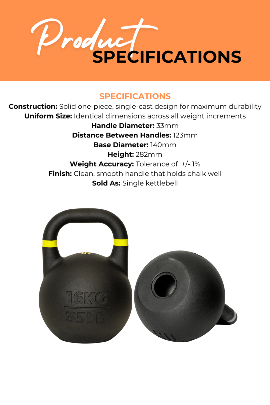 Body Iron Rising Pro Grade Competition Kettlebell 16kg