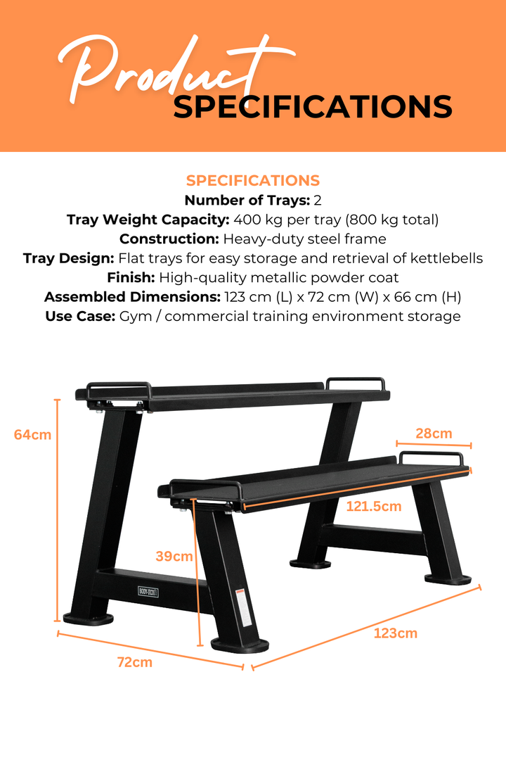 Body Iron Commercial Kettlebell Rack (2 Trays)
