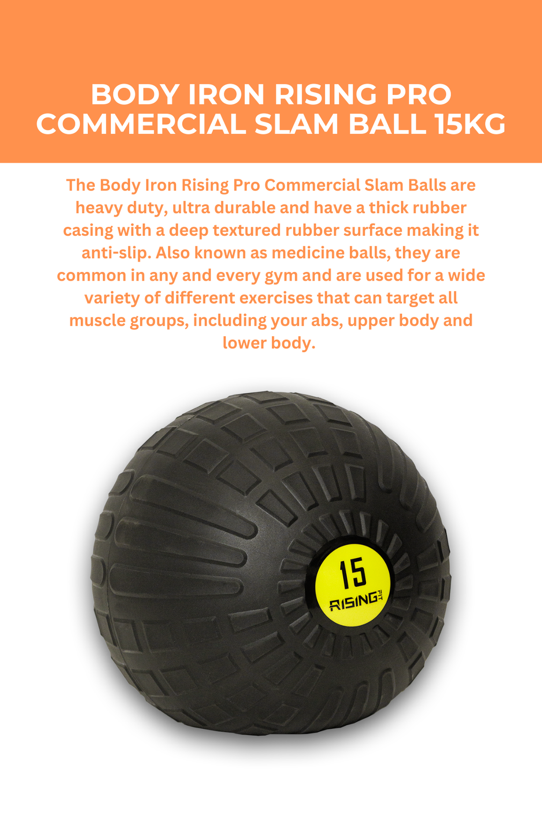 Body Iron Rising Pro Commercial Slam Ball 15kg