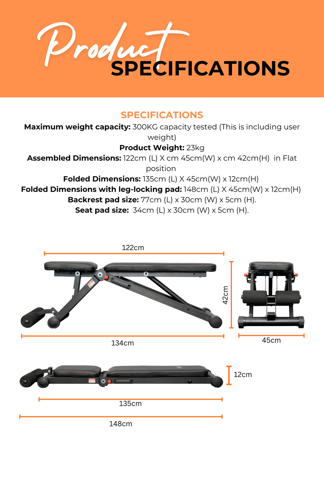 Body Iron Fold-Away Adjustable Bench SF1000
