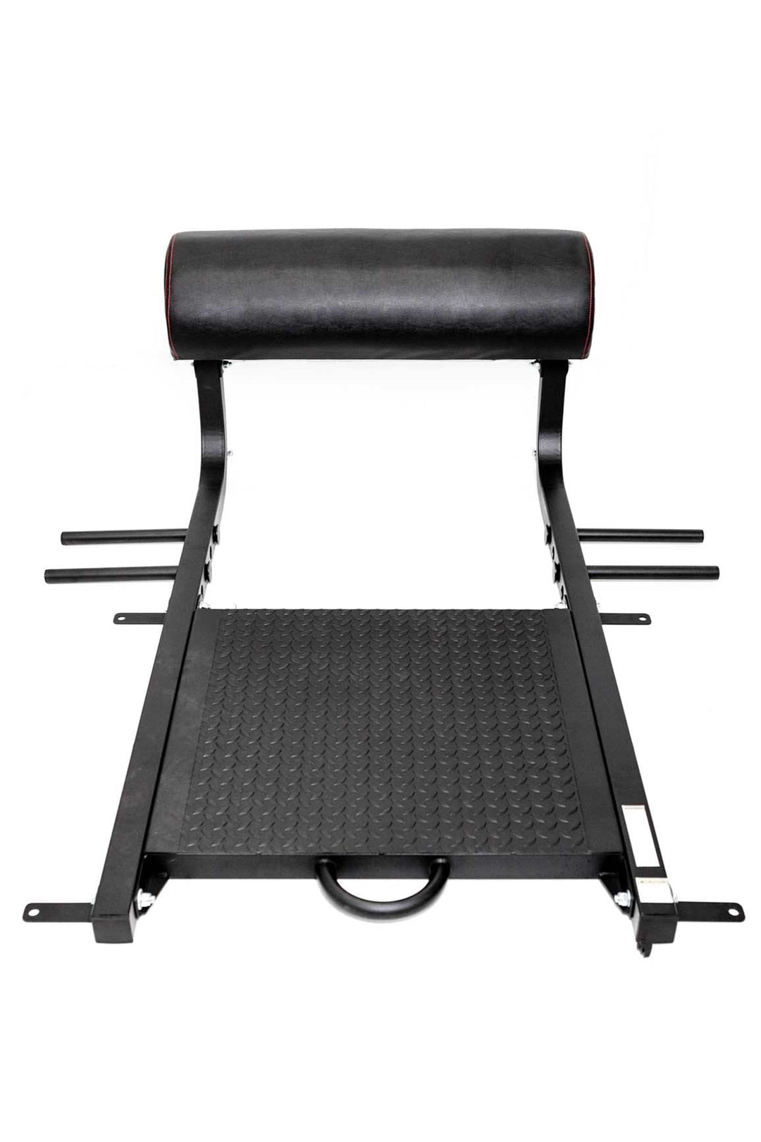 Black steel hip thrust platform with black vinyl cushion