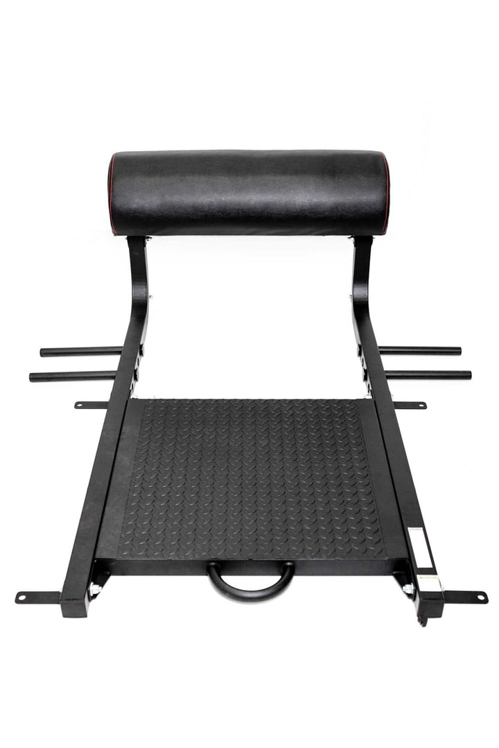 Black steel hip thrust platform with black vinyl cushion