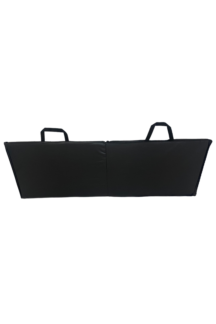 Black foldable exercise mat extended