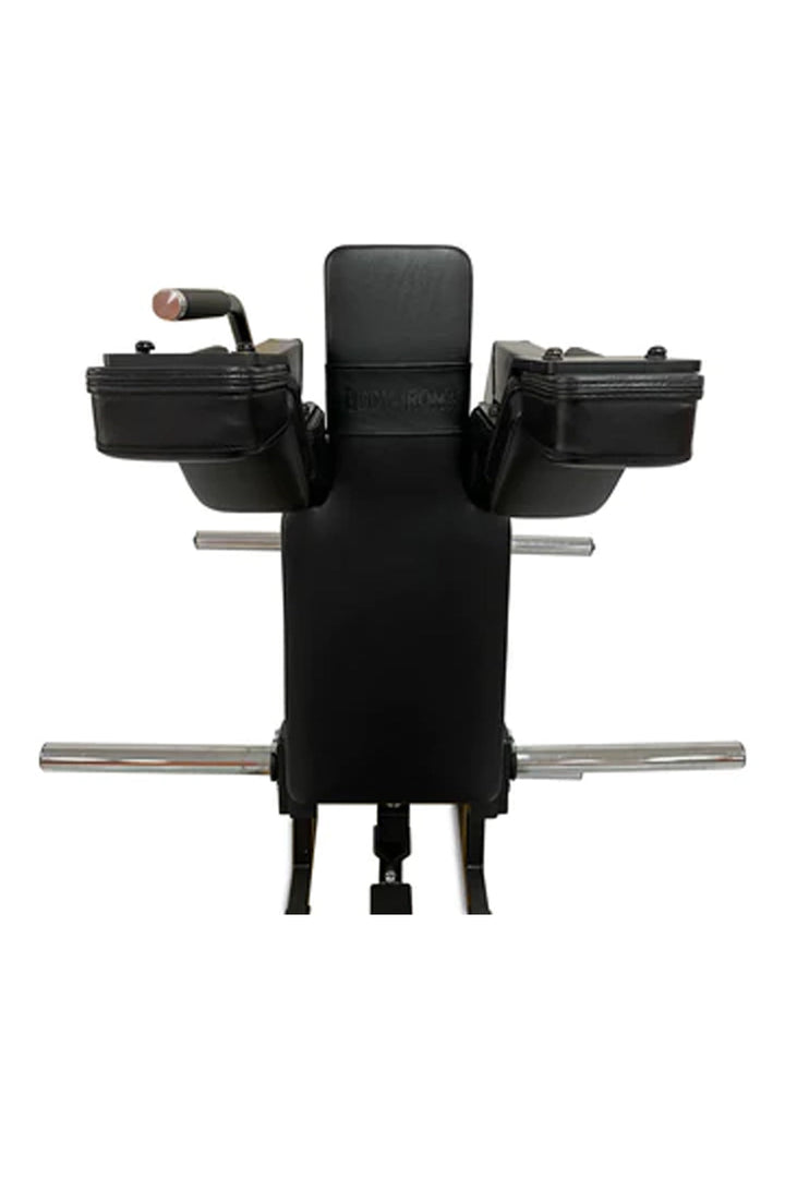 shoulder pads and handles on Body Iron Front Squat & Hack Squat Machine