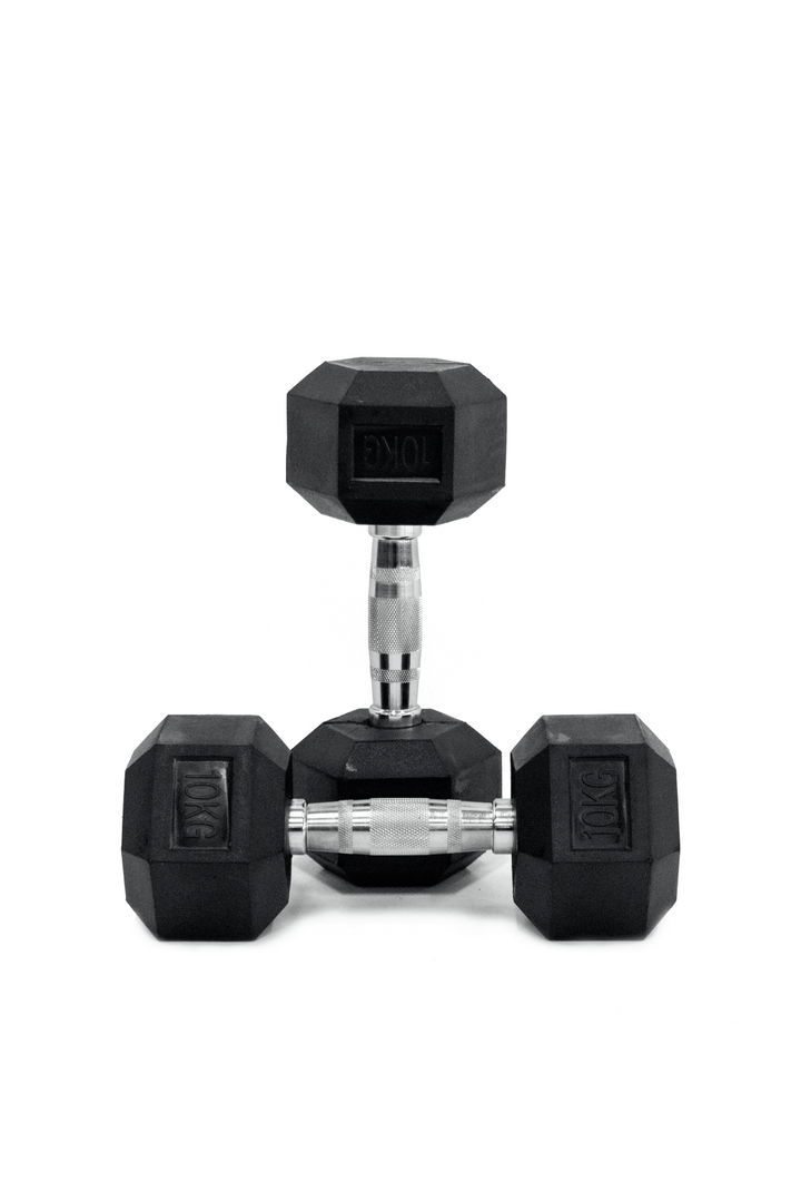 10kg Rubber hex dumbbell pair