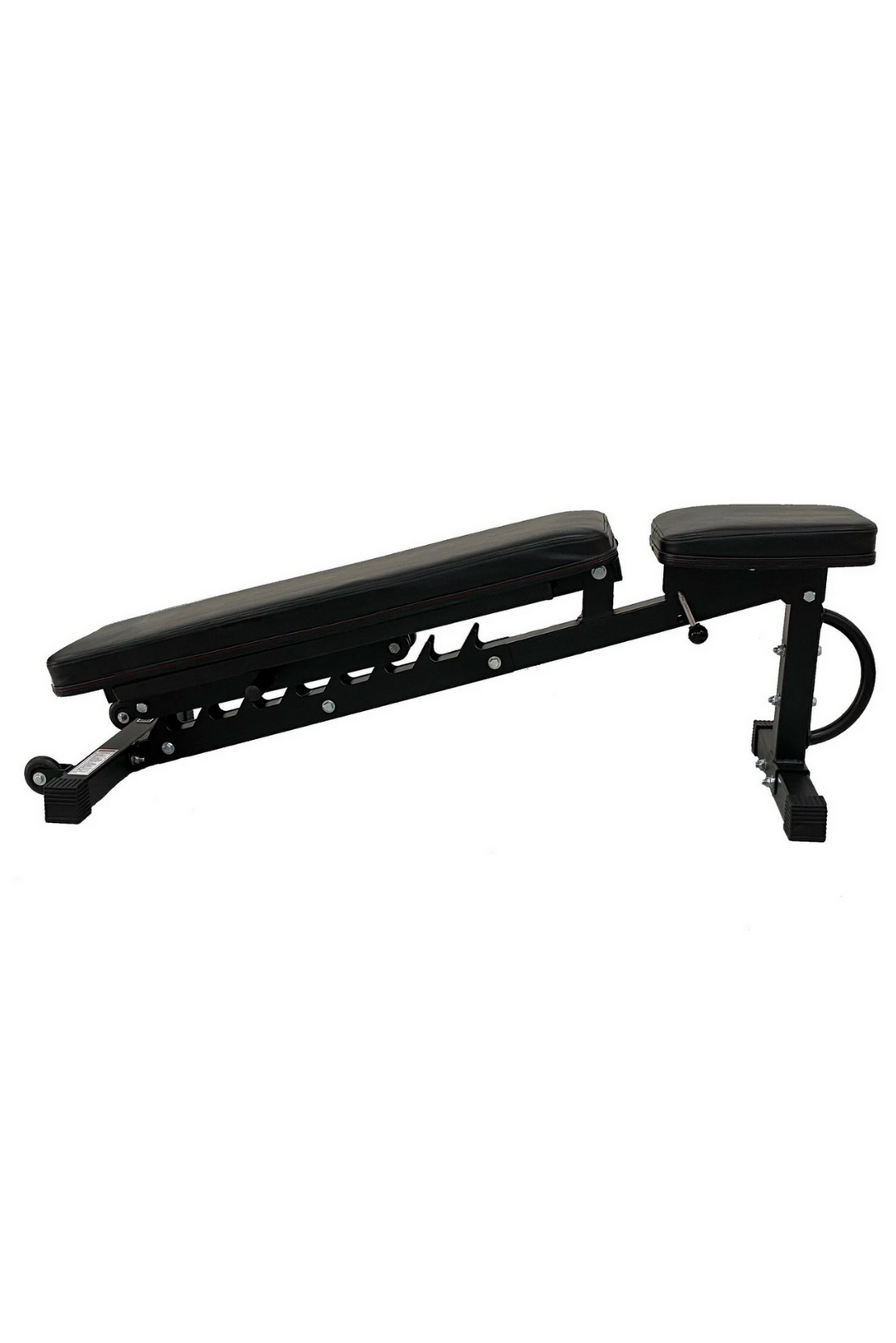 Black FID gym bench in decline position