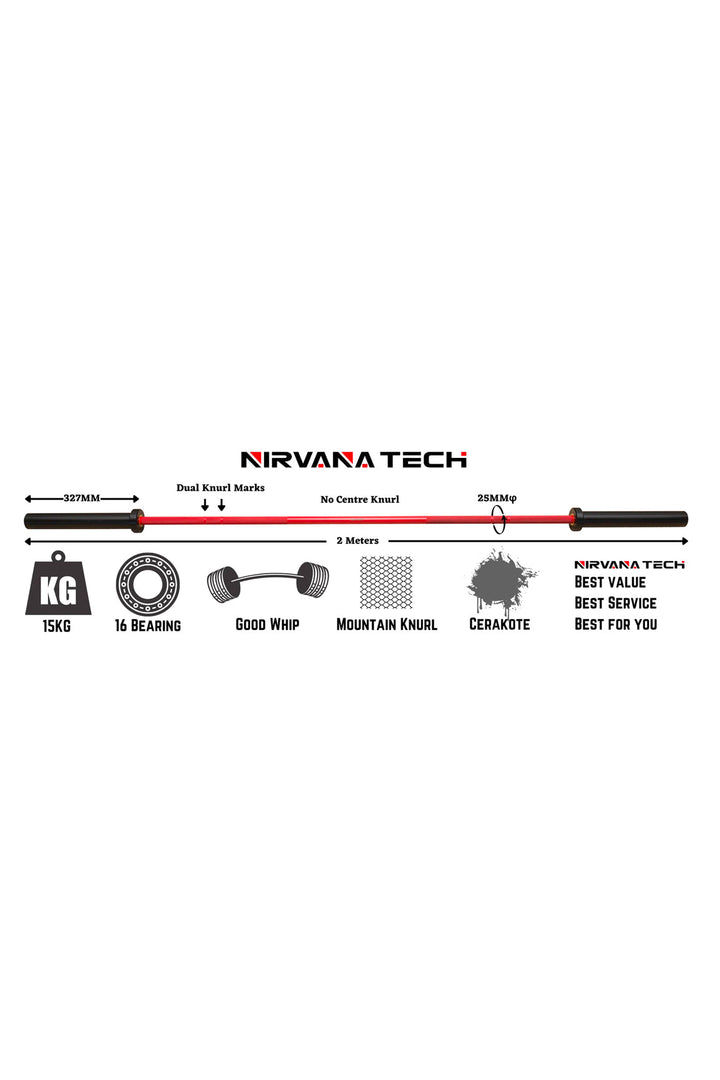 Nirvana 15 kg Red / Black Olympic Barbell